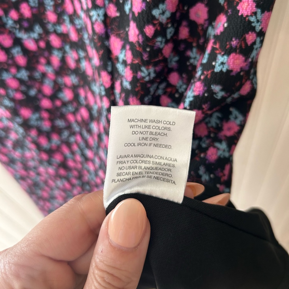🖤 Purple Floral Midi Dress – Puff Sleeves | Sweetheart Neck Size XS - Picture 10 of 10